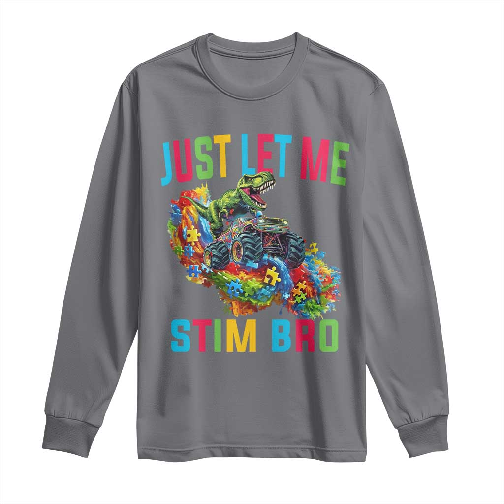 Autistic Dino Rex Driving Monster Truck Long Sleeve Shirt Autism Is My Superpower TS02 Charcoal Print Your Wear