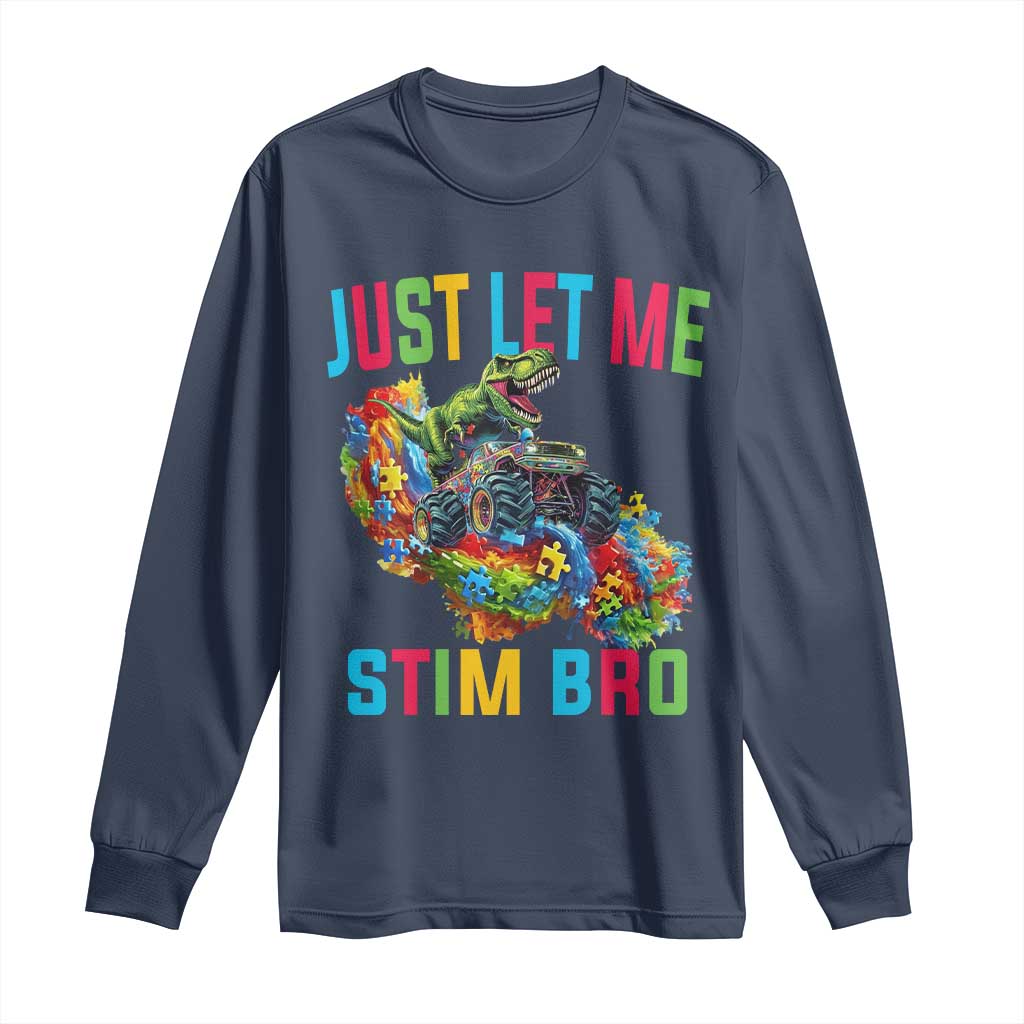 Autistic Dino Rex Driving Monster Truck Long Sleeve Shirt Autism Is My Superpower TS02 Navy Print Your Wear