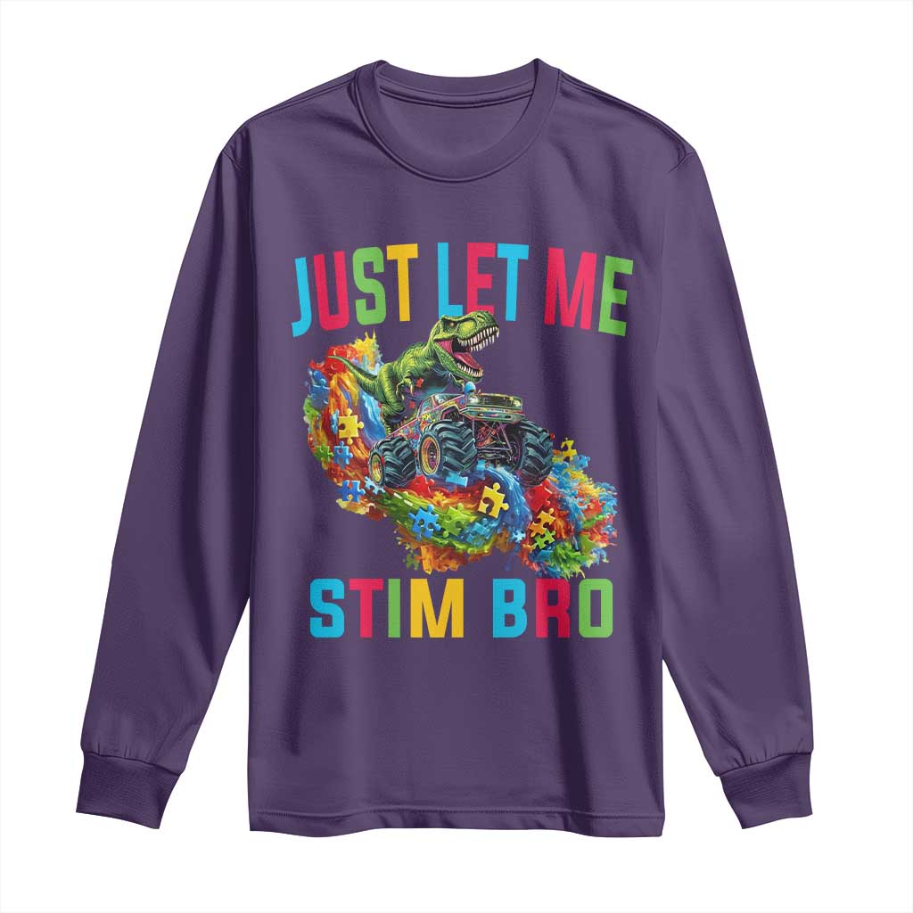 Autistic Dino Rex Driving Monster Truck Long Sleeve Shirt Autism Is My Superpower TS02 Purple Print Your Wear