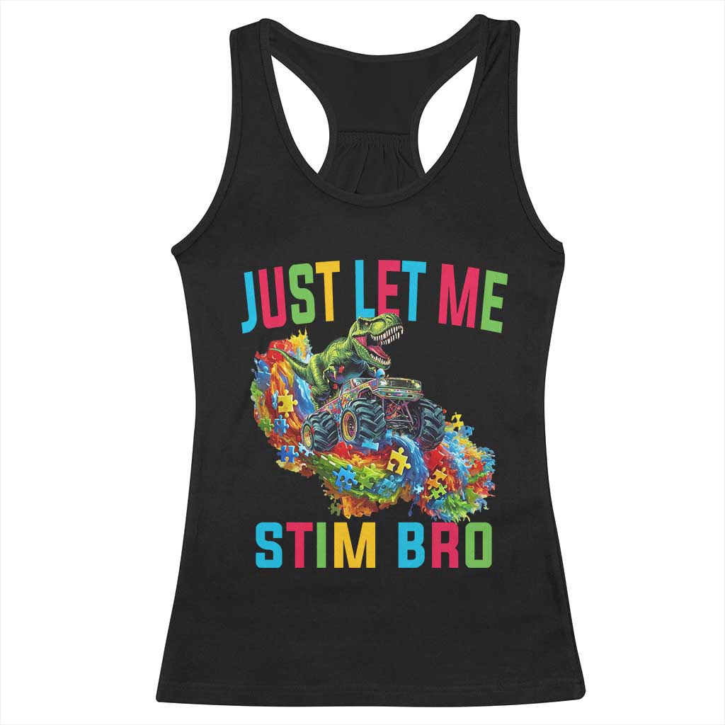 Autistic Dino Rex Driving Monster Truck Racerback Tank Top Autism Is My Superpower TS02 Black Print Your Wear