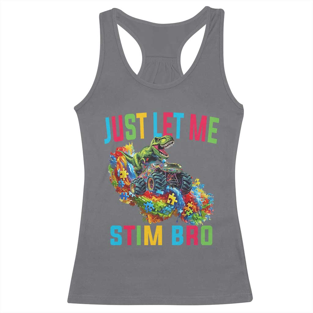 Autistic Dino Rex Driving Monster Truck Racerback Tank Top Autism Is My Superpower TS02 Charcoal Print Your Wear