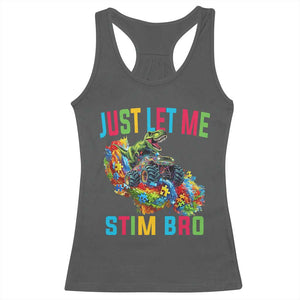 Autistic Dino Rex Driving Monster Truck Racerback Tank Top Autism Is My Superpower TS02 Dark Heather Print Your Wear