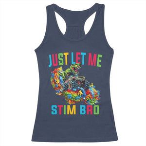 Autistic Dino Rex Driving Monster Truck Racerback Tank Top Autism Is My Superpower TS02 Navy Print Your Wear