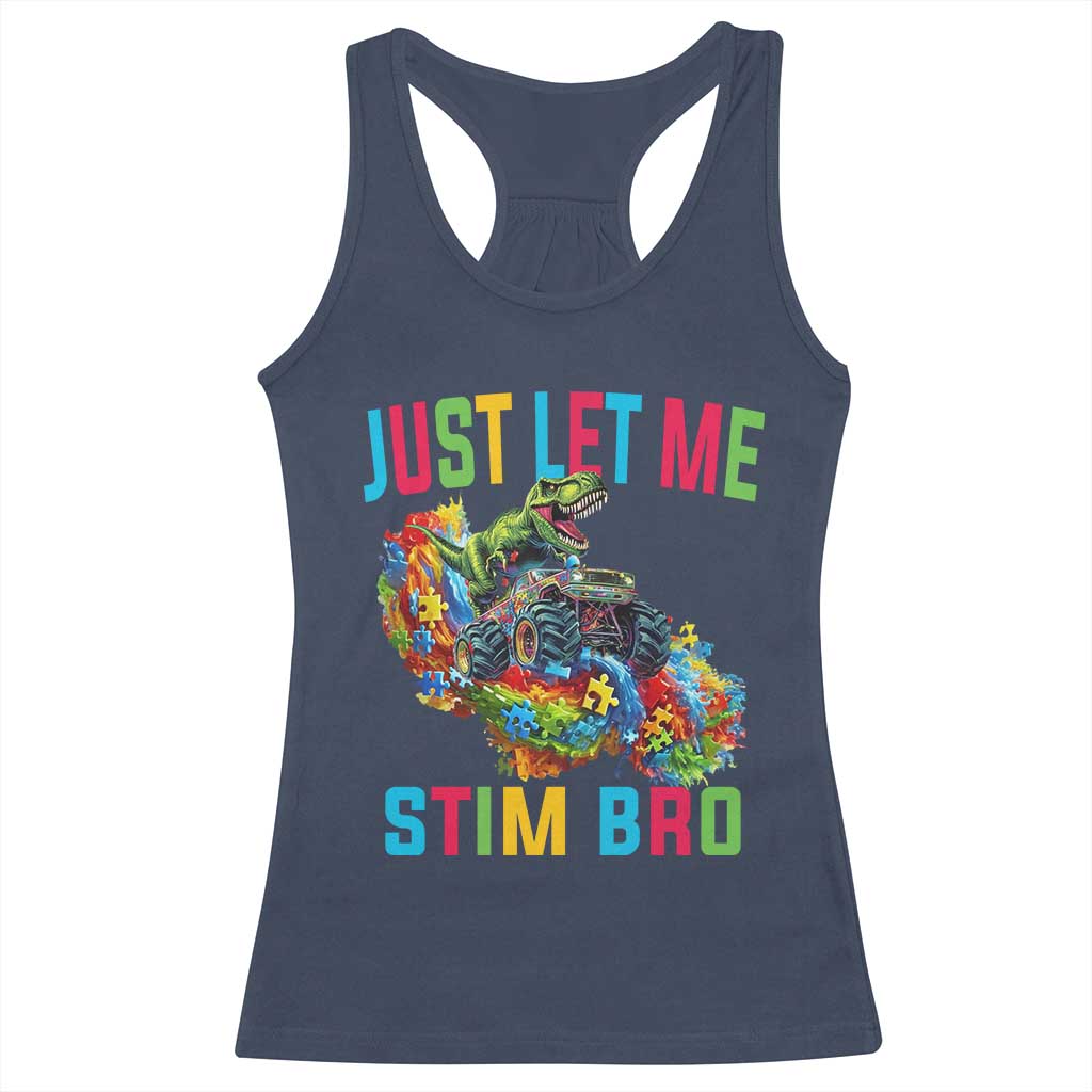 Autistic Dino Rex Driving Monster Truck Racerback Tank Top Autism Is My Superpower TS02 Navy Print Your Wear