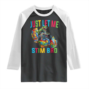 Autistic Dino Rex Driving Monster Truck Raglan Shirt Autism Is My Superpower TS02 Black White Print Your Wear