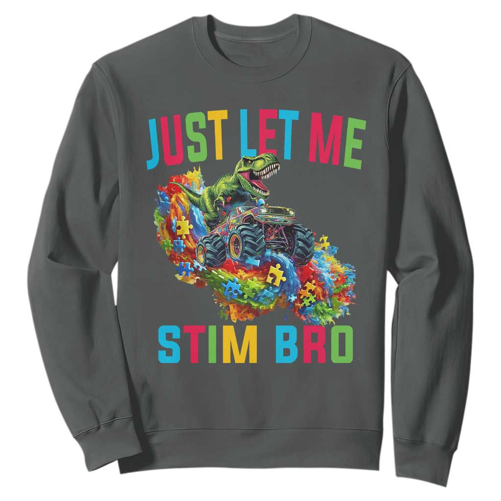 Autistic Dino Rex Driving Monster Truck Sweatshirt Autism Is My Superpower TS02 Dark Heather Print Your Wear