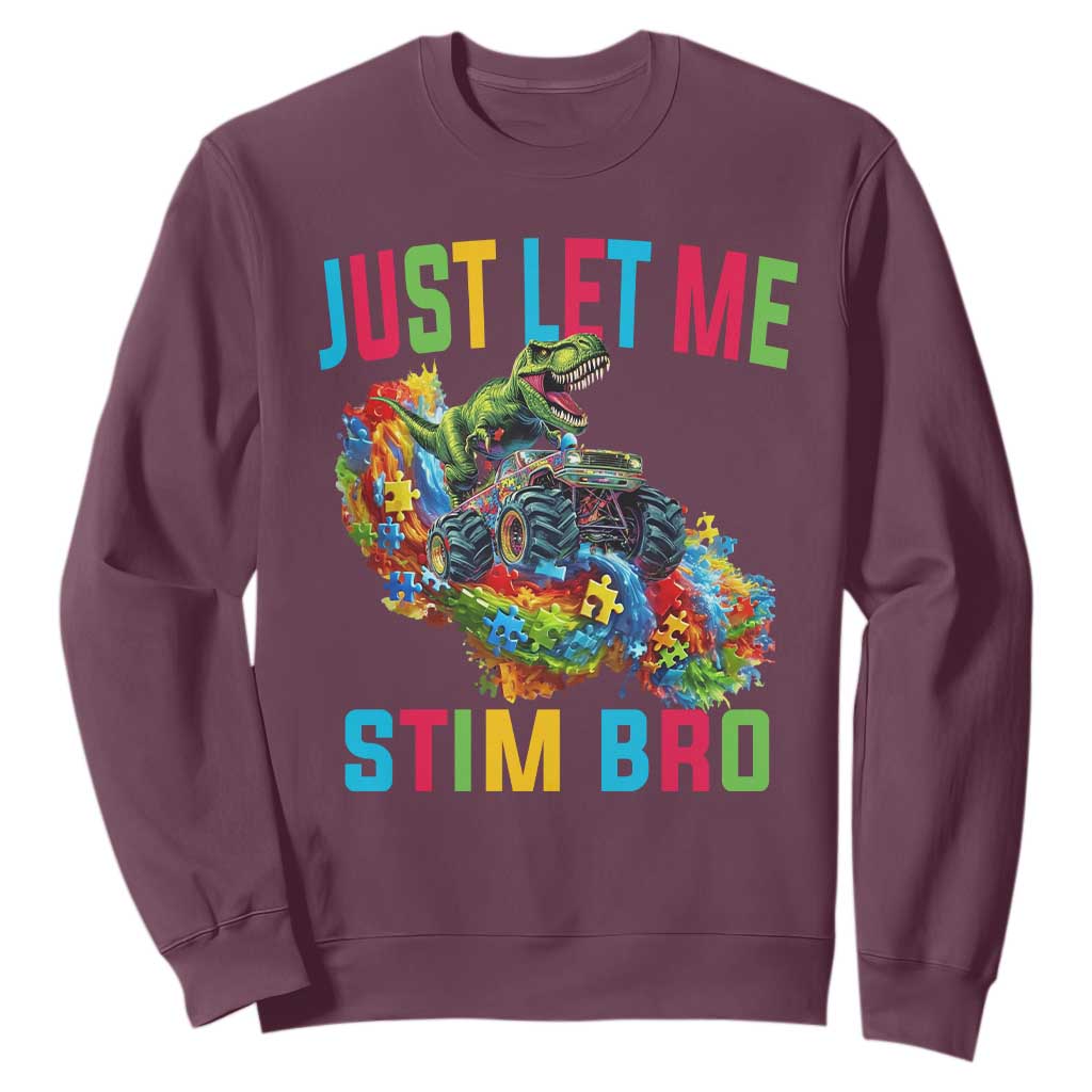 Autistic Dino Rex Driving Monster Truck Sweatshirt Autism Is My Superpower TS02 Maroon Print Your Wear
