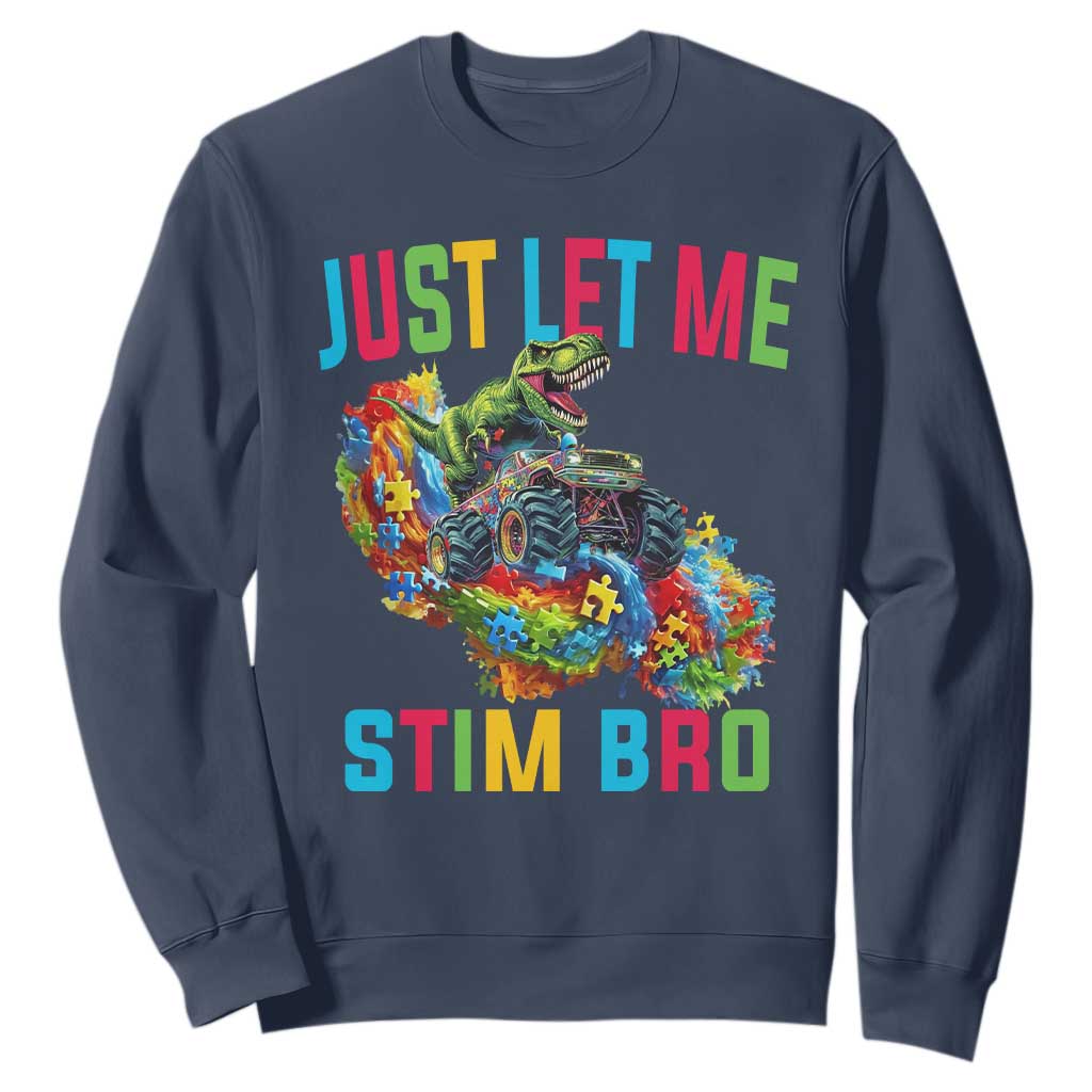 Autistic Dino Rex Driving Monster Truck Sweatshirt Autism Is My Superpower TS02 Navy Print Your Wear