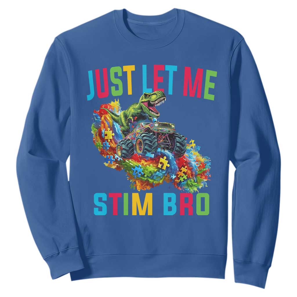 Autistic Dino Rex Driving Monster Truck Sweatshirt Autism Is My Superpower TS02 Royal Blue Print Your Wear