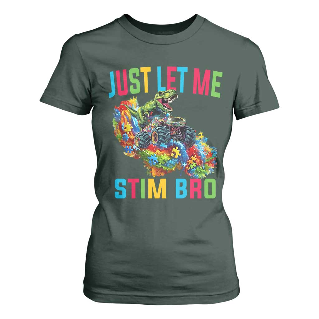 Autistic Dino Rex Driving Monster Truck T Shirt For Women Autism Is My Superpower TS02 Dark Forest Green Print Your Wear