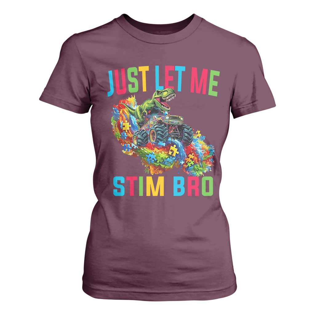 Autistic Dino Rex Driving Monster Truck T Shirt For Women Autism Is My Superpower TS02 Maroon Print Your Wear
