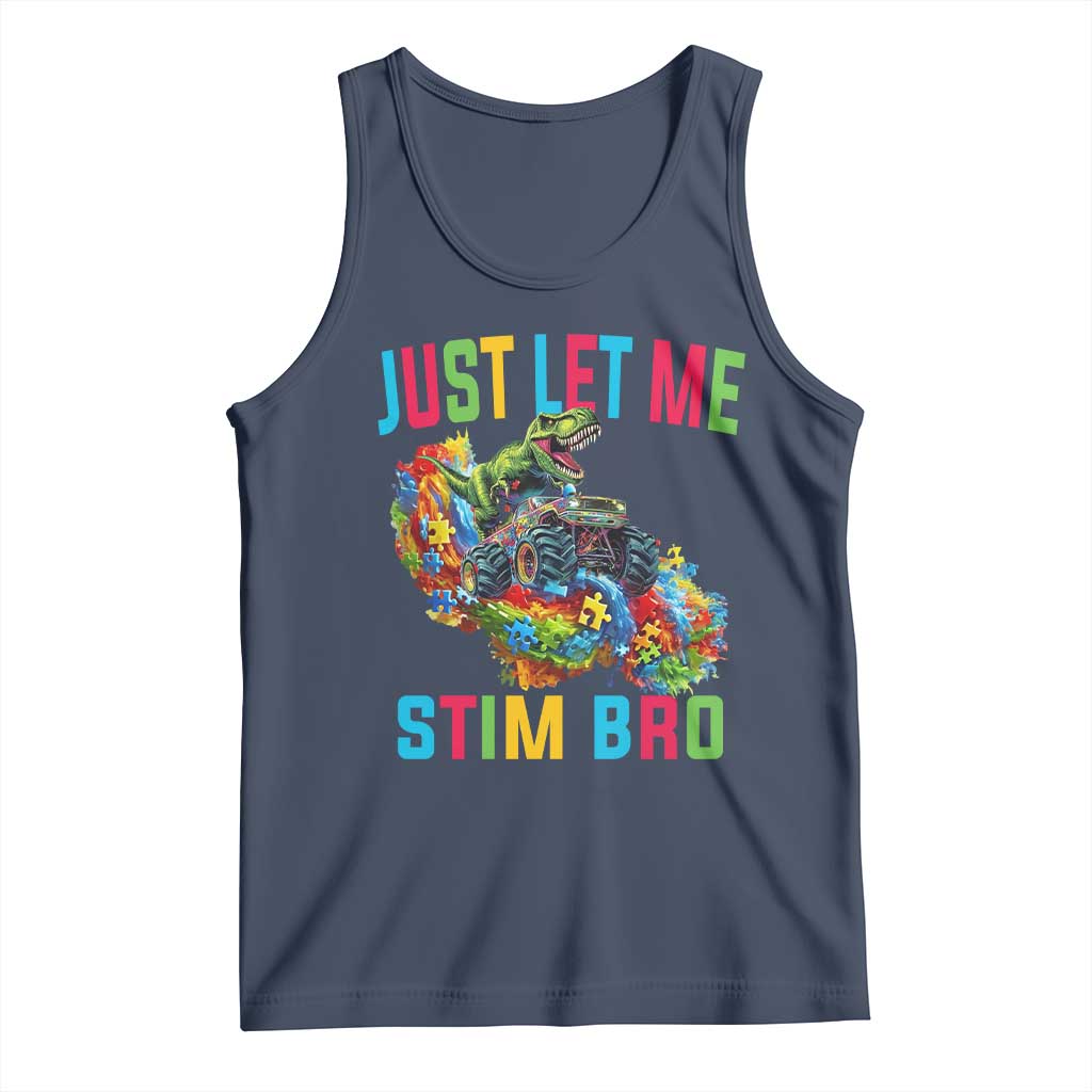 Autistic Dino Rex Driving Monster Truck Tank Top Autism Is My Superpower TS02 Navy Print Your Wear