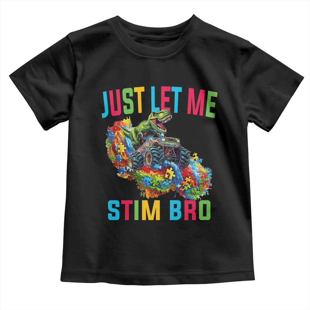 Autistic Dino Rex Driving Monster Truck Toddler T Shirt Autism Is My Superpower TS02 Black Print Your Wear