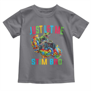 Autistic Dino Rex Driving Monster Truck Toddler T Shirt Autism Is My Superpower TS02 Charcoal Print Your Wear