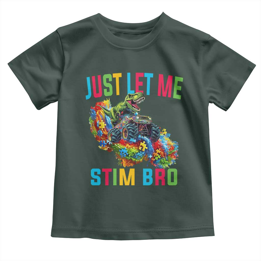 Autistic Dino Rex Driving Monster Truck Toddler T Shirt Autism Is My Superpower TS02 Dark Forest Green Print Your Wear