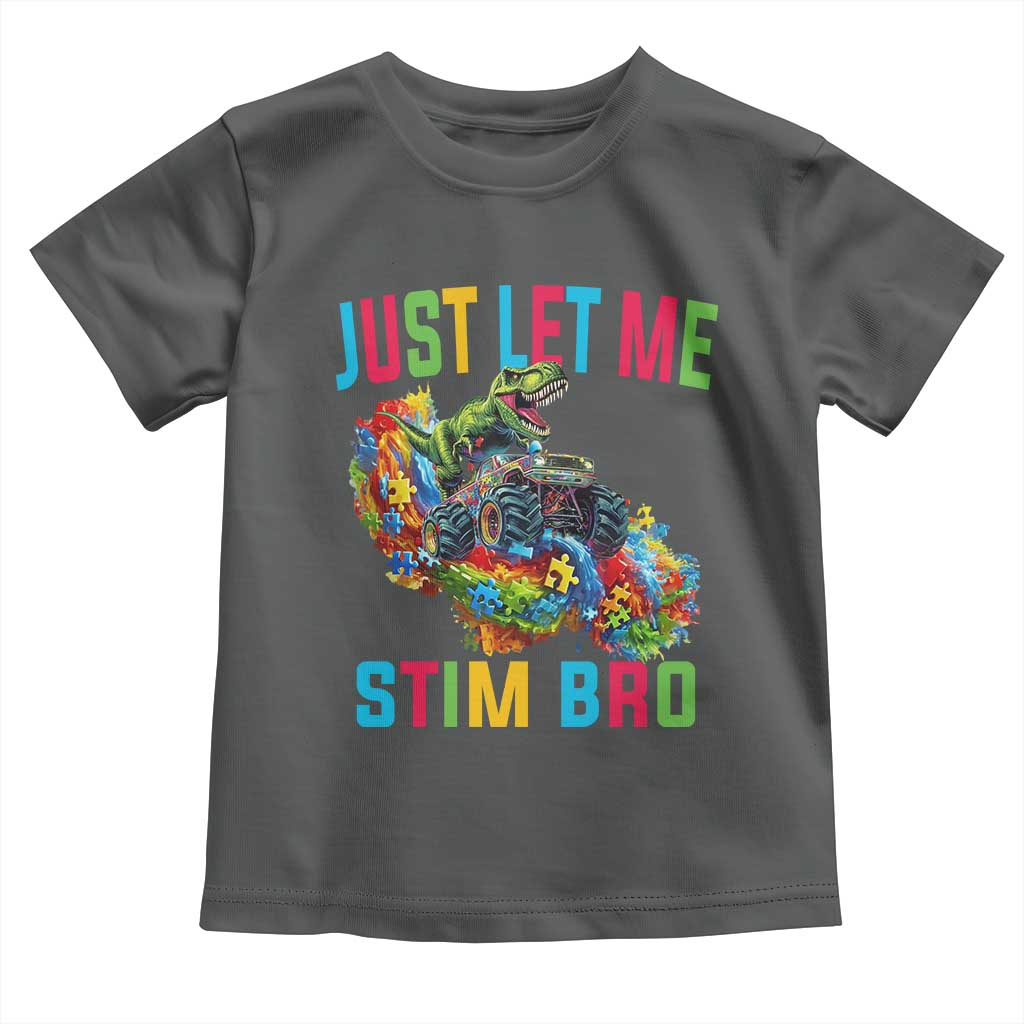 Autistic Dino Rex Driving Monster Truck Toddler T Shirt Autism Is My Superpower TS02 Dark Heather Print Your Wear