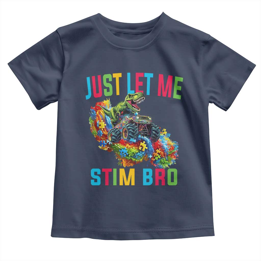 Autistic Dino Rex Driving Monster Truck Toddler T Shirt Autism Is My Superpower TS02 Navy Print Your Wear