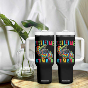 Autistic Dino Rex Driving Monster Truck Tumbler With Handle Autism Is My Superpower TS02 Print Your Wear