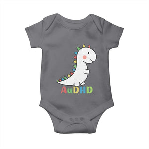 Cute Dinosaur AuDHD Baby Onesie ADHD Awareness TS02 Charcoal Print Your Wear