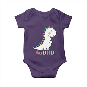 Cute Dinosaur AuDHD Baby Onesie ADHD Awareness TS02 Purple Print Your Wear
