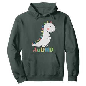 Cute Dinosaur AuDHD Hoodie ADHD Awareness TS02 Dark Forest Green Print Your Wear