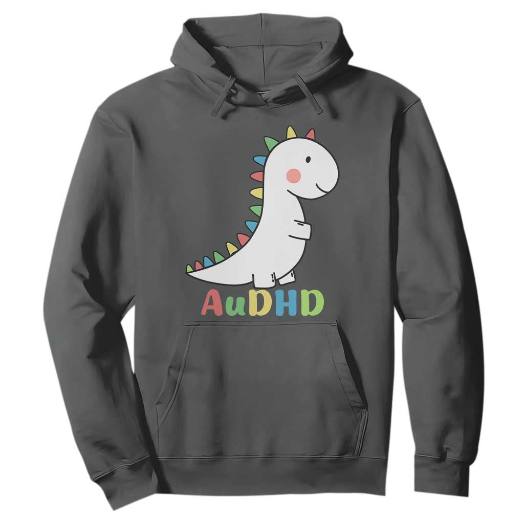 Cute Dinosaur AuDHD Hoodie ADHD Awareness TS02 Dark Heather Print Your Wear