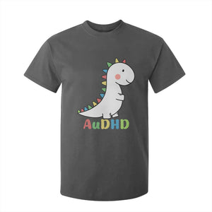 Cute Dinosaur AuDHD T Shirt For Kid ADHD Awareness TS02 Dark Heather Print Your Wear
