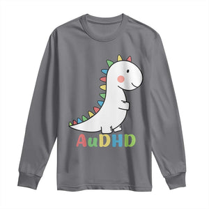 Cute Dinosaur AuDHD Long Sleeve Shirt ADHD Awareness TS02 Charcoal Print Your Wear