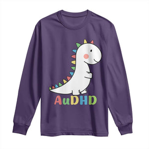Cute Dinosaur AuDHD Long Sleeve Shirt ADHD Awareness TS02 Purple Print Your Wear