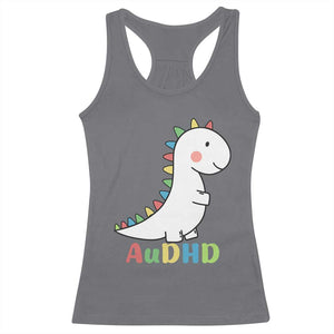 Cute Dinosaur AuDHD Racerback Tank Top ADHD Awareness TS02 Charcoal Print Your Wear