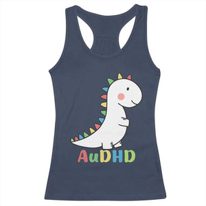 Cute Dinosaur AuDHD Racerback Tank Top ADHD Awareness TS02 Navy Print Your Wear
