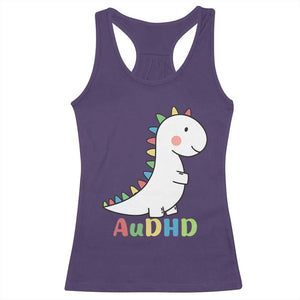 Cute Dinosaur AuDHD Racerback Tank Top ADHD Awareness TS02 Purple Print Your Wear