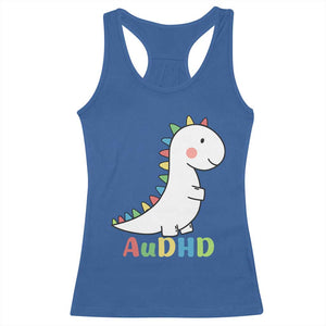 Cute Dinosaur AuDHD Racerback Tank Top ADHD Awareness TS02 Royal Blue Print Your Wear