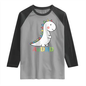 Cute Dinosaur AuDHD Raglan Shirt ADHD Awareness TS02 Sport Gray Black Print Your Wear