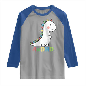 Cute Dinosaur AuDHD Raglan Shirt ADHD Awareness TS02 Sport Gray Royal Print Your Wear