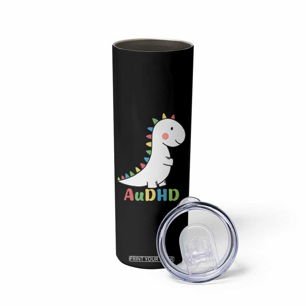 Cute Dinosaur AuDHD Skinny Tumbler ADHD Awareness TS02 Print Your Wear