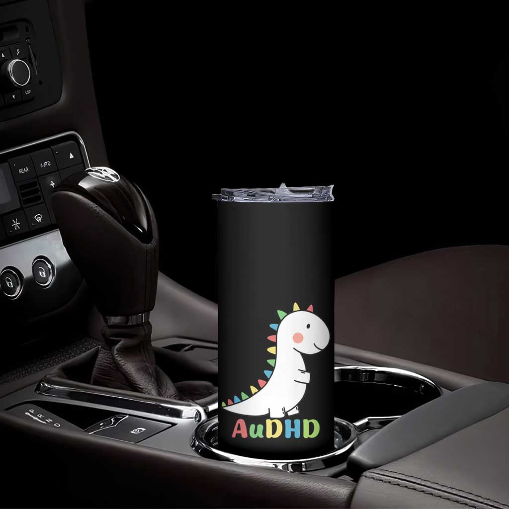 Cute Dinosaur AuDHD Skinny Tumbler ADHD Awareness TS02 Print Your Wear
