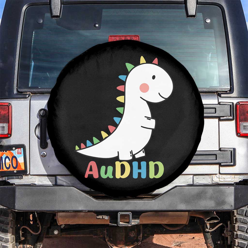 Cute Dinosaur AuDHD Spare Tire Cover ADHD Awareness TS02 No hole Black Print Your Wear