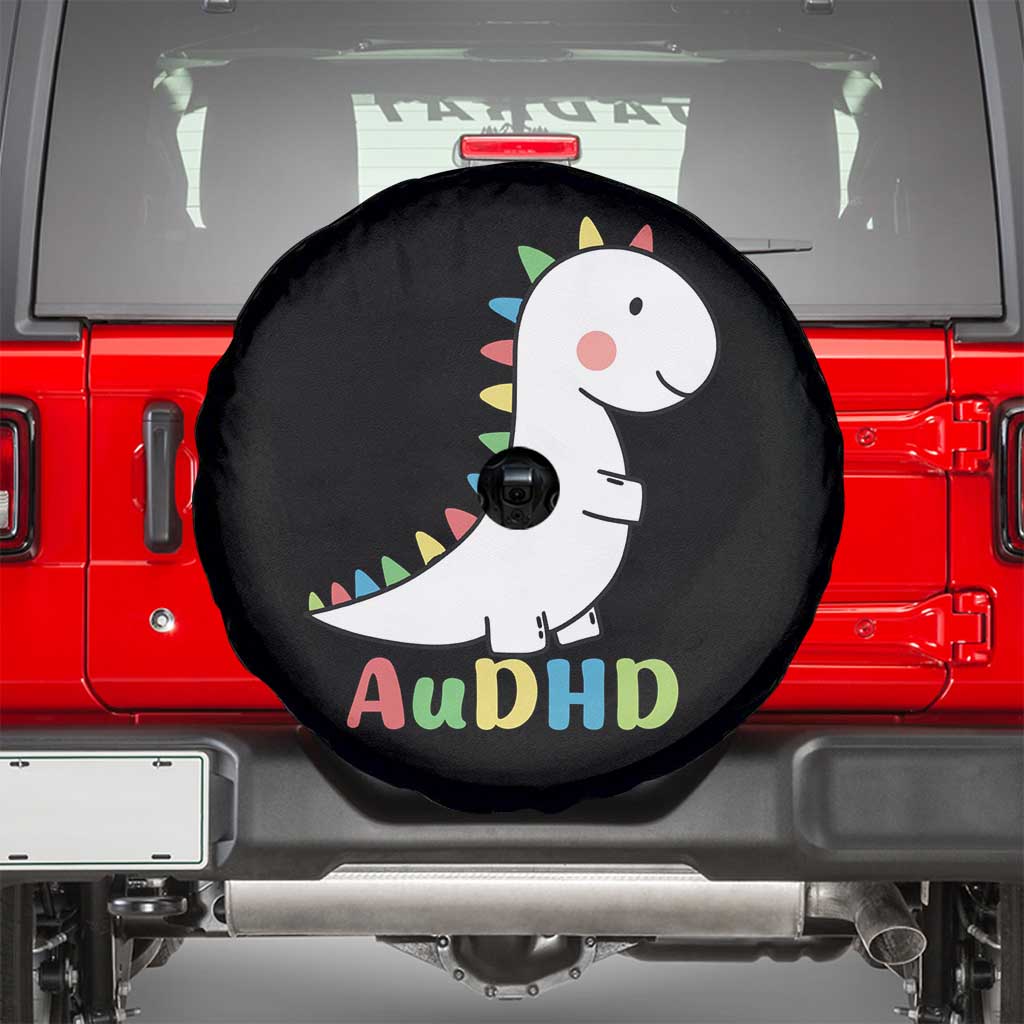 Cute Dinosaur AuDHD Spare Tire Cover ADHD Awareness TS02 Black Print Your Wear