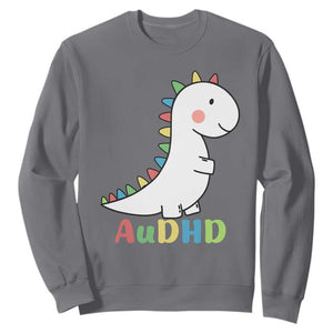 Cute Dinosaur AuDHD Sweatshirt ADHD Awareness TS02 Charcoal Print Your Wear