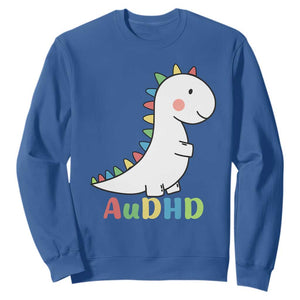 Cute Dinosaur AuDHD Sweatshirt ADHD Awareness TS02 Royal Blue Print Your Wear
