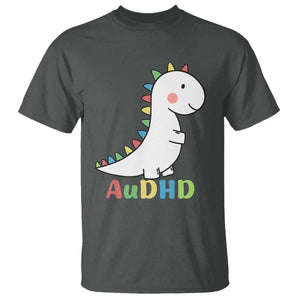 Cute Dinosaur AuDHD T Shirt ADHD Awareness TS02 Dark Heather Print Your Wear