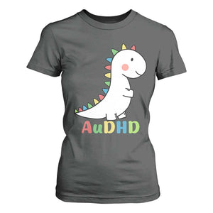 Cute Dinosaur AuDHD T Shirt For Women ADHD Awareness TS02 Dark Heather Print Your Wear