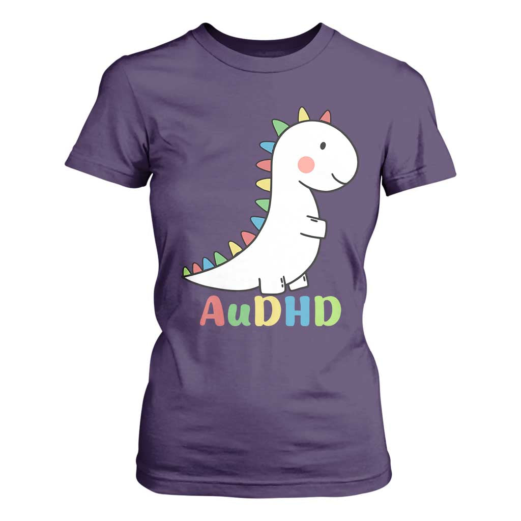 Cute Dinosaur AuDHD T Shirt For Women ADHD Awareness TS02 Purple Print Your Wear