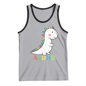 Cute Dinosaur AuDHD Tank Top ADHD Awareness TS02 Athletic Heather Black Print Your Wear