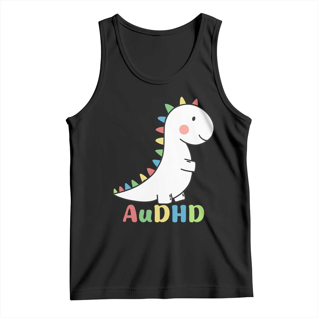Cute Dinosaur AuDHD Tank Top ADHD Awareness TS02 Black Print Your Wear
