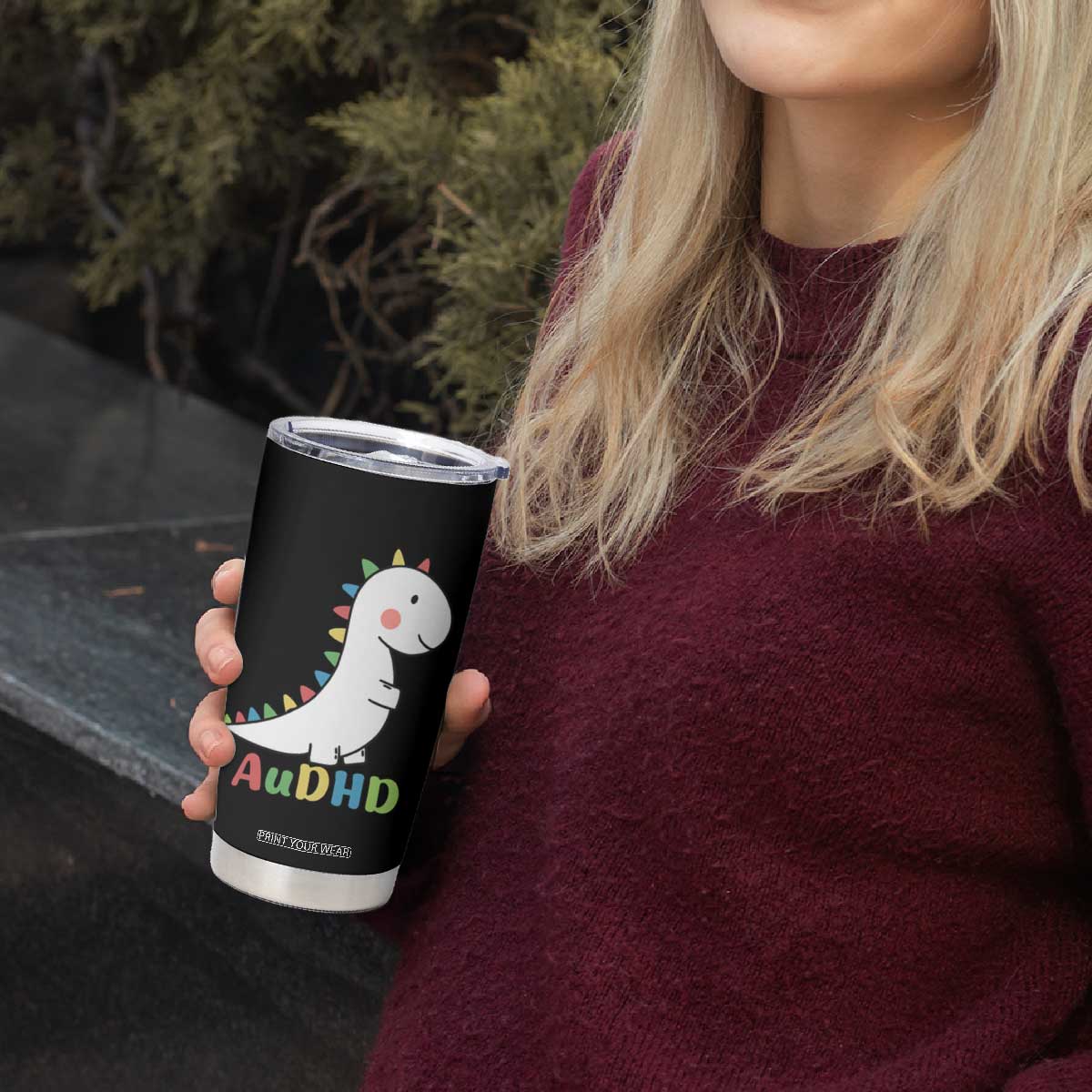 Cute Dinosaur AuDHD Tumbler Cup ADHD Awareness TS02 Print Your Wear