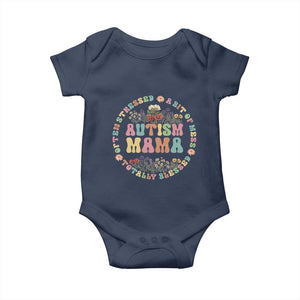 Autism Mama Baby Onesie Totally Blessed Often Stressed A Bit Of A Mess TS02 Navy Print Your Wear