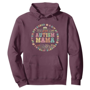 Autism Mama Hoodie Totally Blessed Often Stressed A Bit Of A Mess TS02 Maroon Print Your Wear