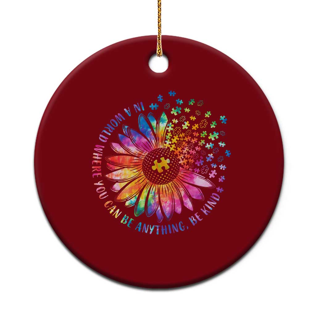 Be Kind Autism Awareness Ceramic Ornament Kindness Sunflower Tie Dye Puzzle TS02 1pc Red Print Your Wear